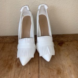 White loafer style heels